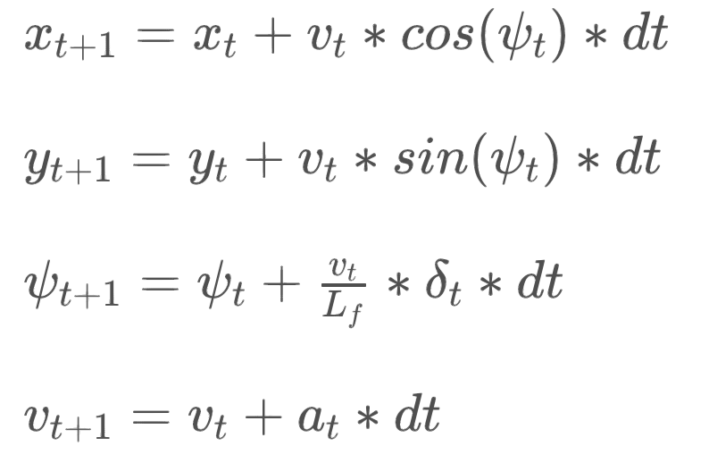 kinematic model formulas